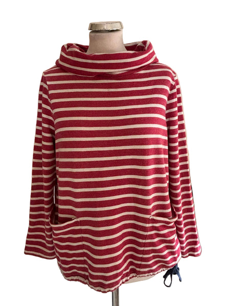 SEASALT CORNWALL LOW SEAS RED & WHITE STRIPED SWEATSHIRT TOP SIZE 12