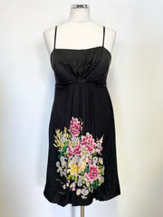 RENÉ DERHY BLACK FLORAL EMBROIDERED & BEADED OCCASION DRESS SIZE M