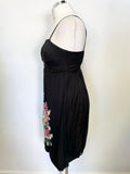 RENÉ DERHY BLACK FLORAL EMBROIDERED & BEADED OCCASION DRESS SIZE M