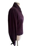 DESIGNER NARA CAMICIE PURPLE BALLOON SLEEVE FITTED SHIRT SIZE III UK 14