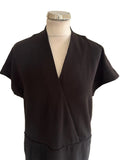 NOA NOA BLACK V NECK SHORT SLEEVE WRAP STYLE SHIFT DRESS SIZE 34 UK 8