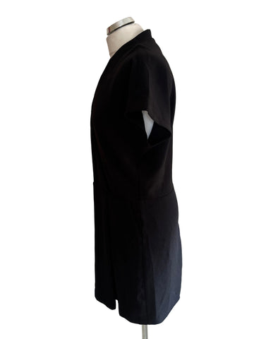 NOA NOA BLACK V NECK SHORT SLEEVE WRAP STYLE SHIFT DRESS SIZE 34 UK 8