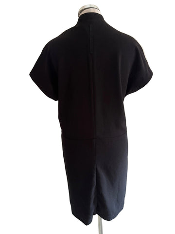 NOA NOA BLACK V NECK SHORT SLEEVE WRAP STYLE SHIFT DRESS SIZE 34 UK 8