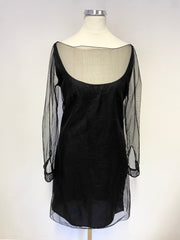 PAUL SMITH BLACK MESH OVERLAY LONG SLEEVED PENCIL DRESS SIZE 42 UK 10