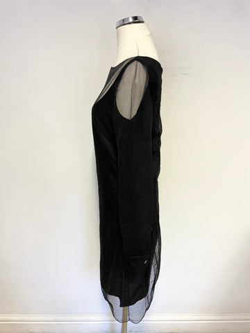 PAUL SMITH BLACK MESH OVERLAY LONG SLEEVED PENCIL DRESS SIZE 42 UK 10