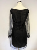 PAUL SMITH BLACK MESH OVERLAY LONG SLEEVED PENCIL DRESS SIZE 42 UK 10