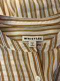 BRAND NEW WHISTLES 100% SILK MUSTARD STRIPE LONG SLEEVED BLOUSE SIZE 10