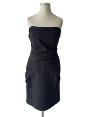 PINK LABEL BY GINA BACCONI BLACK STRAPLESS DRAPED BODICE PENCIL DRESS SIZE 10