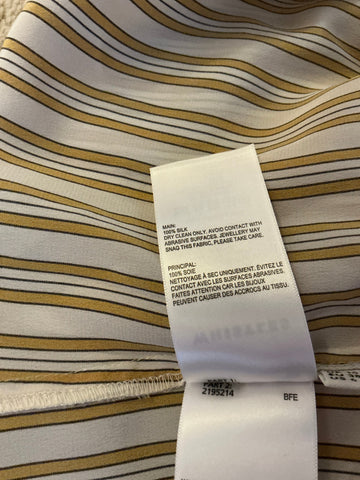 BRAND NEW WHISTLES 100% SILK MUSTARD STRIPE LONG SLEEVED BLOUSE SIZE 10
