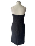 PINK LABEL BY GINA BACCONI BLACK STRAPLESS DRAPED BODICE PENCIL DRESS SIZE 10
