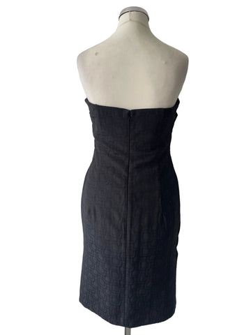 PINK LABEL BY GINA BACCONI BLACK STRAPLESS DRAPED BODICE PENCIL DRESS SIZE 10