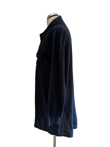 LA REDOUTE LINEN MIX NAVY BLUE LONG SLEEVED SHIRT SIZE 18