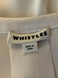 WHISTLES 100% SILK IVORY V NECK LONG SLEEVED BLOUSE  SIZE 14