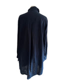 LA REDOUTE LINEN MIX NAVY BLUE LONG SLEEVED SHIRT SIZE 18