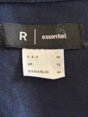 LA REDOUTE LINEN MIX NAVY BLUE LONG SLEEVED SHIRT SIZE 18
