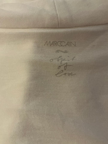 MARCCAIN WHITE SCOOP NECK DRAPED OVERLAY LONG SLEEVE TOP SIZE 14