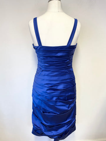 IRRESISTIBLE ROYAL BLUE PLEATED DRESS & BOLERO SPECIAL OCCASION OUTFIT SIZE 14