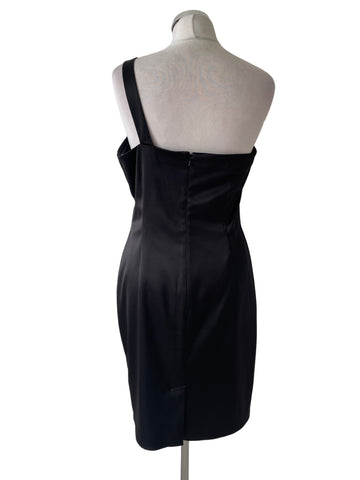 SARA BERNSHAW BLACK ONE SHOULDER STRAP PENCIL DRESS  SIZE 14