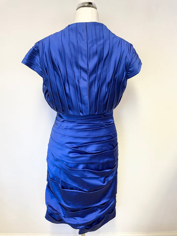 IRRESISTIBLE ROYAL BLUE PLEATED DRESS & BOLERO SPECIAL OCCASION OUTFIT SIZE 14