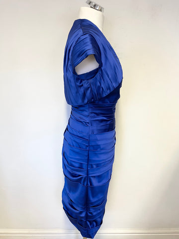 IRRESISTIBLE ROYAL BLUE PLEATED DRESS & BOLERO SPECIAL OCCASION OUTFIT SIZE 14