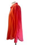 BRAND NEW MASSIMO DUTTI BRIGHT CORAL-RED SILK MIX LONG SLEEVED SHIRT SIZE 12
