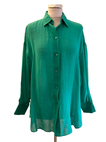 BRAND NEW MASSIMO DUTTI BRIGHT GREEN RAMIO LONG SLEEVE SHIRT  SIZE 10