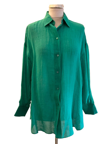 BRAND NEW MASSIMO DUTTI BRIGHT GREEN RAMIO LONG SLEEVE SHIRT  SIZE 10