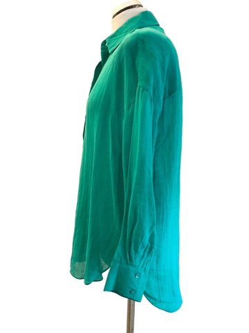 BRAND NEW MASSIMO DUTTI BRIGHT GREEN RAMIO LONG SLEEVE SHIRT  SIZE 10