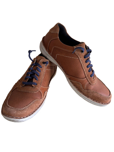 JOSEF SEIBEL MENS TAN LEATHER &SUEDE COMFORT SNEAKER LACE UP SHOES SIZE 9/43