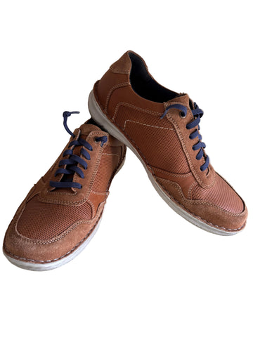 JOSEF SEIBEL MENS TAN LEATHER &SUEDE COMFORT SNEAKER LACE UP SHOES SIZE 9/43
