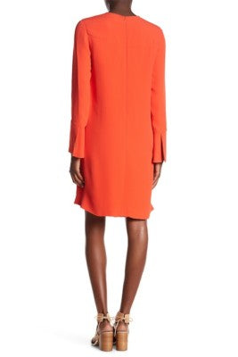 BRAND NEW DEREK LAM SAFETY ORANGE LONG SLEEVE KEYHOLE DRESS  SIZE 40 UK 12