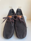 LOUIS VUITTON BROWN SUEDE LACE UP MOCCASIN SHOES SIZE 8/42