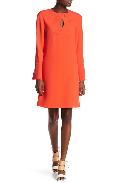 BRAND NEW DEREK LAM SAFETY ORANGE LONG SLEEVE KEYHOLE DRESS  SIZE 40 UK 12