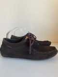 LOUIS VUITTON BROWN SUEDE LACE UP MOCCASIN SHOES SIZE 8/42