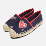 TOMMY HILLFIGER NAVY BLUE CANVAS ESPADRILLE FLATS SIZE 5/38