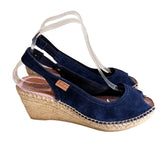 BRAND NEW MONTANE NAVY BLUE PEEPTOE ESPADRILLE WEDGE HEELS  SIZE UK 7/40