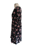 CATH KIDSTON BLACK FLORAL PRINT SHORT SLEEVED A-LINE DRESS  SIZE 16