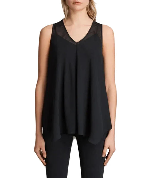 BRAND NEW ALL SAINTS BLAZE BLACK V NECK TOP SIZE XS