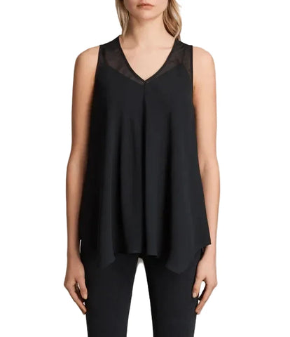 BRAND NEW ALL SAINTS BLAZE BLACK V NECK TOP SIZE XS