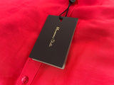 BRAND NEW MASSIMO DUTTI BRIGHT CORAL-RED SILK MIX LONG SLEEVED SHIRT SIZE 12
