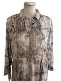 MINT VELVET BEIGE SNAKESKIN PRINT 3/4 SLEEVED FIT & FLARE MIDI DRESS SIZE 16