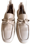 LK BENNETT MAUDE CREAM LEATHER BOW TRIM LOAFER FLATS SIZE 5/38