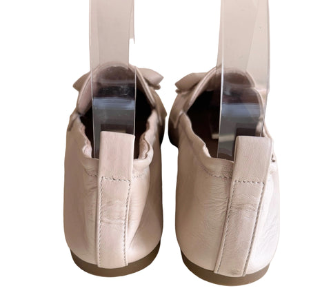 LK BENNETT MAUDE CREAM LEATHER BOW TRIM LOAFER FLATS SIZE 5/38