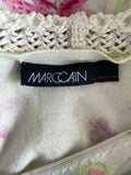MARCCAIN CREAM FLORAL PRINT SILK & CASHMERE FINE KNIT SLEEVELESS TOP & CARDIGAN SIZE N3 UK 12/14