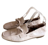 LK BENNETT MAUDE CREAM LEATHER BOW TRIM LOAFER FLATS SIZE 5/38