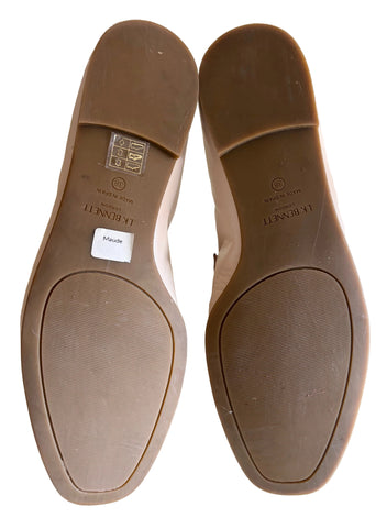 LK BENNETT MAUDE CREAM LEATHER BOW TRIM LOAFER FLATS SIZE 5/38