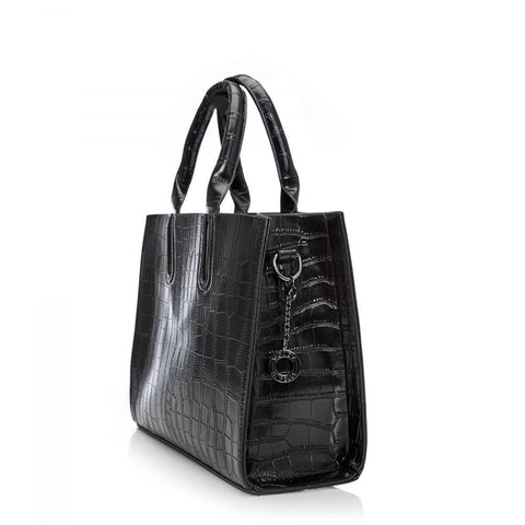 BRAND NEW MODA IN PELLE BLACK MOC CROC ZOLA TOTE /SHOULDER BAG