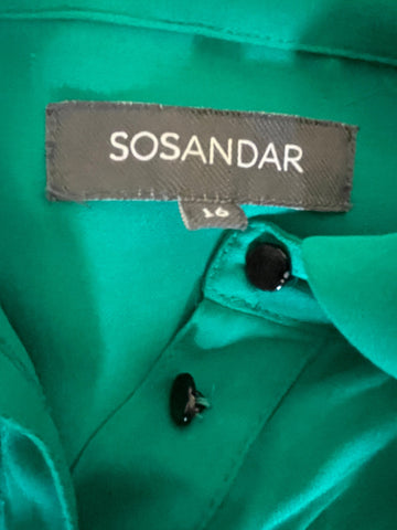 SOSANDAR EMERALD GREEN LONG SLEEVED SHIFT DRESS SIZE 16