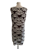 MONSOON BROWN &amp; WHITE PRINT SLEEVELESS SHIFT DRESS  SIZE 16