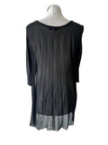 SANDRO BLACK REAR KNIFE PLEATED DIPPED HEM TOP SIZE 2 UK 12